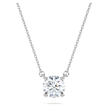 Eternity solitaire pendant, Lab-grown diamonds 1 ct tw, Round cut, 18K white gold - Swarovski, 5697765