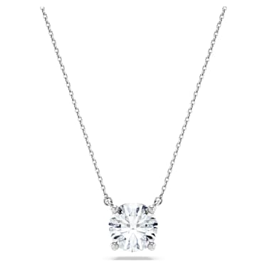Eternity จี้สร้อยคออัญมณีเม็ดเดี่ยว, เพชรสังเคราะห์ 2 กะรัต, ทรงกลม, ทองคำขาว 18K - Swarovski, 5697766