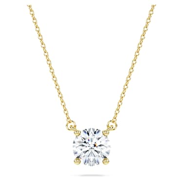 Eternity solitaire pendant, Lab-grown diamonds 1 ct tw, Round shape, 18K yellow gold - Swarovski, 5697770