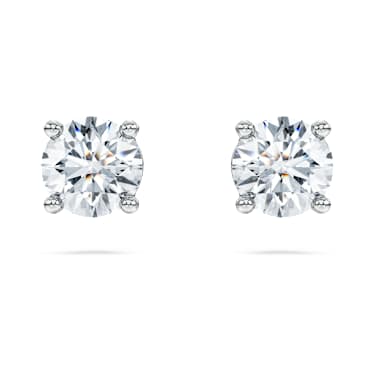 Solitérní peckové náušnice Eternity, Laboratorně pěstované diamanty 1 ct tw, Kulatý tvar, 18K bílé zlato - Swarovski, 5697773