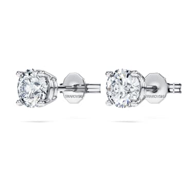Eternity Tektaş düğme küpe, Laboratuvarda üretilmiş elmaslar 1 karat toplam ağırlık, Yuvarlak şekil, 18k beyaz altın - Swarovski, 5697773
