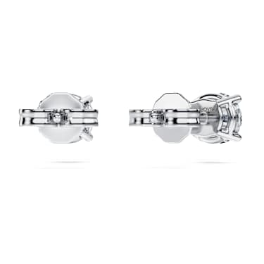 Eternity solitaire stud earrings, Lab-grown diamonds 1 ct tw, Round cut, 18K white gold - Swarovski, 5697773