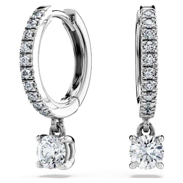 Eternity ต่างหูทรงหยดน้ำ, เพชรสังเคราะห์ 0.7 กะรัต, ทรงกลม, ทองคำขาว 18K - Swarovski, 5697774