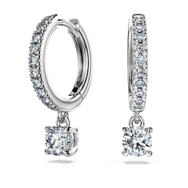 Eternity ต่างหูทรงหยดน้ำ, เพชรสังเคราะห์ 0.7 กะรัต, ทรงกลม, ทองคำขาว 18K - Swarovski, 5697774
