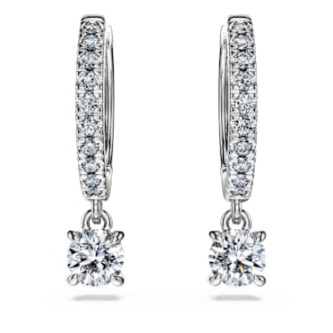Eternity ต่างหูทรงหยดน้ำ, เพชรสังเคราะห์ 0.7 กะรัต, ทรงกลม, ทองคำขาว 18K - Swarovski, 5697774