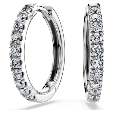 Pendientes de aro Eternity, Diamantes creados en laboratorio (peso total de 0,5 quilate), Talla redonda, Grandes, Oro blanco de 18 quilates - Swarovski, 5697775