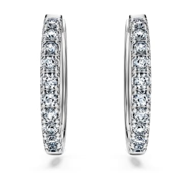 Eternity hoop earrings, Lab-grown diamonds 0.5 ct tw, Round cut, Large, 18K white gold - Swarovski, 5697775