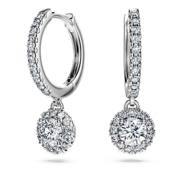 Eternity drop earrings, Lab-grown diamonds 1.1 ct tw, Round cut, 18K white gold - Swarovski, 5697777