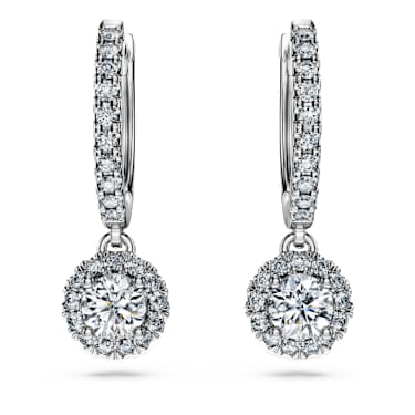 Eternity drop earrings, Lab-grown diamonds 1.1 ct tw, Round shape, 18K white gold - Swarovski, 5697777