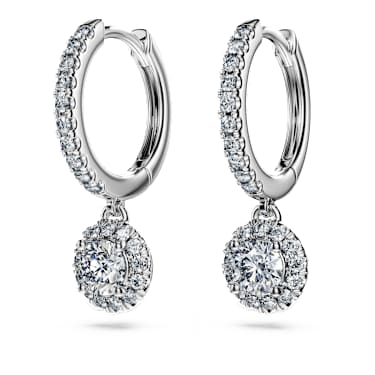 Eternity drop earrings, Lab-grown diamonds 1.1 ct tw, Round shape, 18K white gold - Swarovski, 5697777
