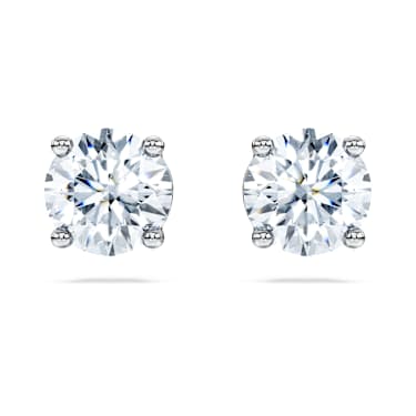 Eternity solitaire stud earrings, Lab-grown diamonds 2 ct tw, Round cut, 18K white gold - Swarovski, 5697779