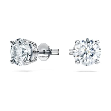 Pendientes de botón solitario Eternity, Diamantes creados en laboratorio (peso total de 2 quilate), Forma redonda, Oro blanco de 18 quilates - Swarovski, 5697779