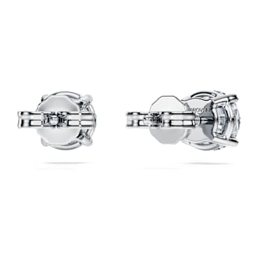Eternity solitaire stud earrings, Lab-grown diamonds 2 ct tw, Round cut, 18K white gold - Swarovski, 5697779