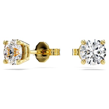 Kolczyki na sztyfcie typu solitaire Eternity, Diamenty laboratoryjne 1 karata, Kształt okrągły, 18K żółte złoto - Swarovski, 5697781