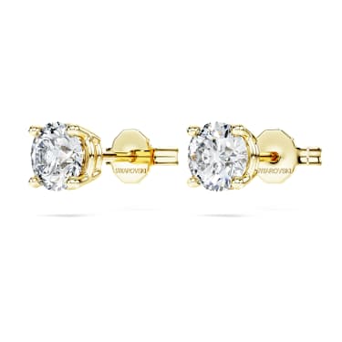 Brincos stud solitário Eternity, Diamantes criados em laboratório 1 ct tw, Modelo redondo, Ouro amarelo de 18 quilates - Swarovski, 5697781