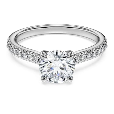 Solitérní prsten Eternity, Laboratorně pěstované diamanty 1,2 ct tw, Kulatý tvar, 18K bílé zlato - Swarovski, 5697803