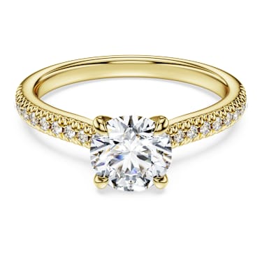 Eternity solitaire ring, Lab-grown diamonds 1.2 ct tw, Round shape, 18K yellow gold - Swarovski, 5697864