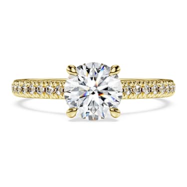 Eternity solitaire ring, Lab-grown diamonds 1.2 ct tw, Round shape, 18K yellow gold - Swarovski, 5697868