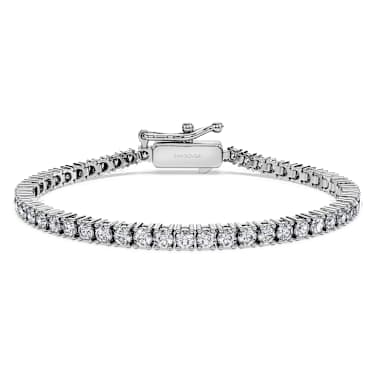 Eternity Tennis 브레이슬릿, 랩 그로운 다이아몬드 3ct tw, 라운드 컷, 18K 화이트 골드 - Swarovski, 5697873