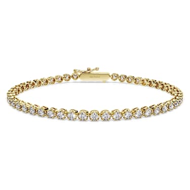 Eternity Tennis bracelet, Lab-grown diamonds 2.5 ct tw, Round shape, 14K yellow gold - Swarovski, 5697888