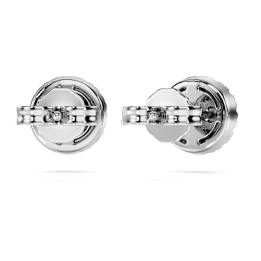Eternity halo stud earrings, Lab-grown diamonds 0.75 ct tw, Round cut, 14K white gold - Swarovski, 5698155