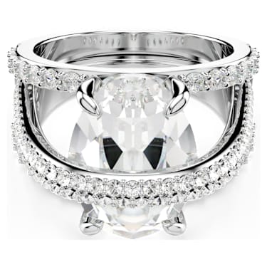 Anello cocktail Hyperbola, Taglio misto, Bianco, Placcato rodio - Swarovski, 5698475