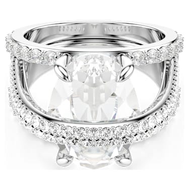 Hyperbola 個性戒指, 混合式切割, 白色, 鍍白金色 - Swarovski, 5698475