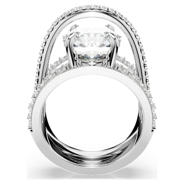 Hyperbola 個性戒指, 混合式切割, 白色, 鍍白金色 - Swarovski, 5698475
