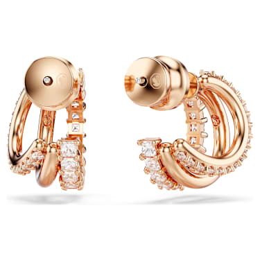 Hyperbola hoop earrings, Mixed cuts, Mini, White, Rose gold-tone plated - Swarovski, 5698702