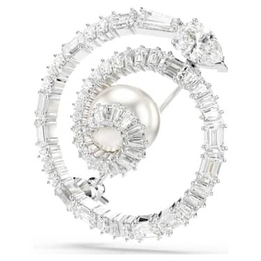 Snake 브로치, 크리스털 펄, 믹스 컷, 크리스털 펄, 뱀의 해, 화이트, 로듐 플래팅 - Swarovski, 5698885