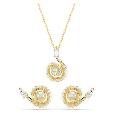 Snake 세트, 크리스털 펄, 믹스 컷, 크리스털 펄, 뱀의 해, 화이트, 골드 톤 플래팅 - Swarovski, 5698886