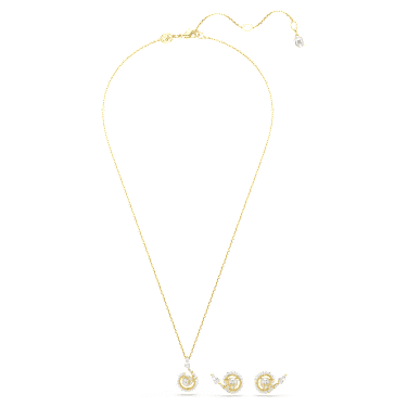 Snake 套裝, 水晶珍珠, 混合式切割, 蛇年, 白色, 鍍金（金色飾面） - Swarovski, 5698886