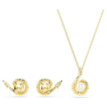 Snake 세트, 크리스털 펄, 믹스 컷, 크리스털 펄, 뱀의 해, 화이트, 골드 톤 플래팅 - Swarovski, 5698886