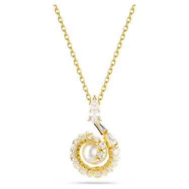 Snake pendant, Crystal pearl, Mixed cuts, Year of the Snake, White, Gold-tone plated - Swarovski, 5698887