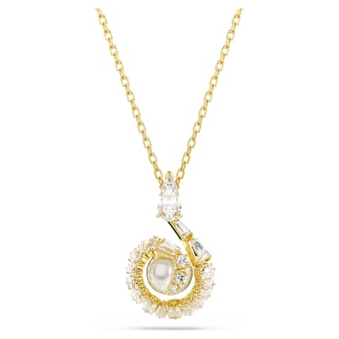 Snake 鏈墜, 水晶珍珠, 混合式切割, 蛇年, 白色, 鍍金色色調 - Swarovski, 5698887
