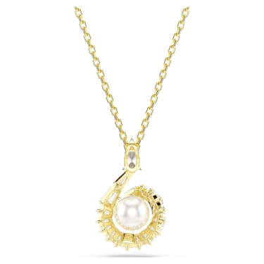 Snake pendant, Crystal pearl, Mixed cuts, Year of the Snake, White, Gold-tone plated - Swarovski, 5698887