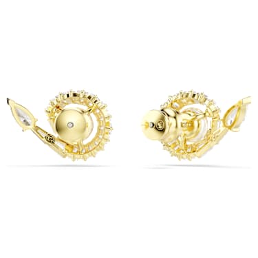 Snake stud earrings, Crystal pearl, Mixed cuts, Year of the Snake, White, 18K gold finish - Swarovski, 5698888