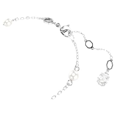Snake 브레이슬릿, 크리스털 펄, 믹스 컷, 크리스털 펄, 뱀의 해, 화이트, 로듐 플래팅 - Swarovski, 5698889