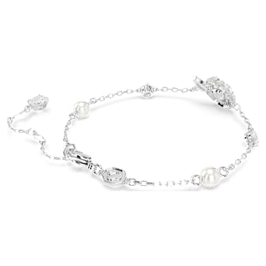 Snake 브레이슬릿, 크리스털 펄, 믹스 컷, 크리스털 펄, 뱀의 해, 화이트, 로듐 플래팅 - Swarovski, 5698889