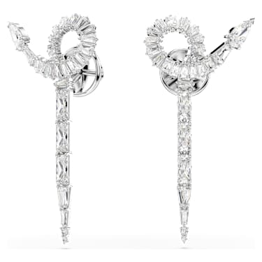 Snake 드롭 이어링, 믹스 컷, 뱀의 해, 화이트, 로듐 플래팅 - Swarovski, 5698891