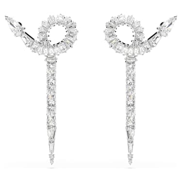 Snake 드롭 이어링, 믹스 컷, 뱀의 해, 화이트, 로듐 플래팅 - Swarovski, 5698891