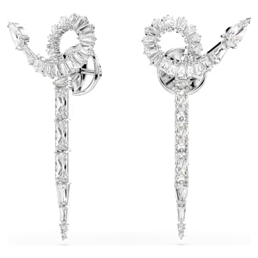 Snake 드롭 이어링, 믹스 컷, 뱀의 해, 화이트, 로듐 플래팅 - Swarovski, 5698891
