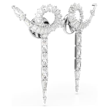 Snake 드롭 이어링, 믹스 컷, 뱀의 해, 화이트, 로듐 플래팅 - Swarovski, 5698891