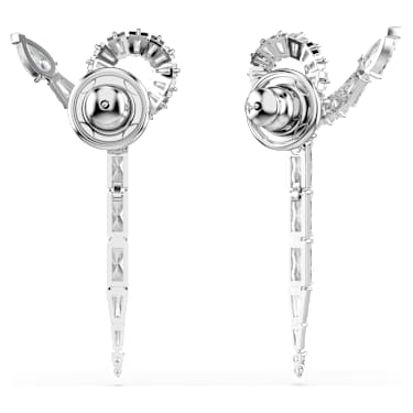 Snake 드롭 이어링, 믹스 컷, 뱀의 해, 화이트, 로듐 플래팅 - Swarovski, 5698891
