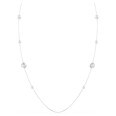 Μακρύ κολιέ Snake, Crystal pearl, Μείξη κοπών, Έτος του Φιδιού, Λευκό, Επιμετάλλωση ροδίου - Swarovski, 5698893