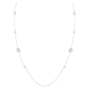 Μακρύ κολιέ Snake, Crystal pearl, Μείξη κοπών, Έτος του Φιδιού, Λευκό, Επιμετάλλωση ροδίου - Swarovski, 5698893