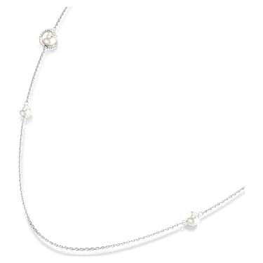Μακρύ κολιέ Snake, Crystal pearl, Μείξη κοπών, Έτος του Φιδιού, Λευκό, Επιμετάλλωση ροδίου - Swarovski, 5698893