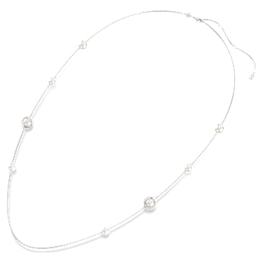 Snake fűzött nyaklánc, Kristálygyöngy, Vegyes metszés, A kígyó éve, Fehér, Ródium bevonattal - Swarovski, 5698893