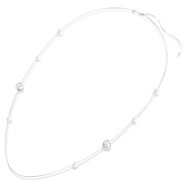 Μακρύ κολιέ Snake, Crystal pearl, Μείξη κοπών, Έτος του Φιδιού, Λευκό, Επιμετάλλωση ροδίου - Swarovski, 5698893