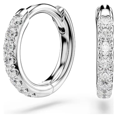 Eternity 大圈耳環, 總重 0.1 克拉培育鑽石, 圓形, 細碼, 14K 金（白色) - Swarovski, 5699029